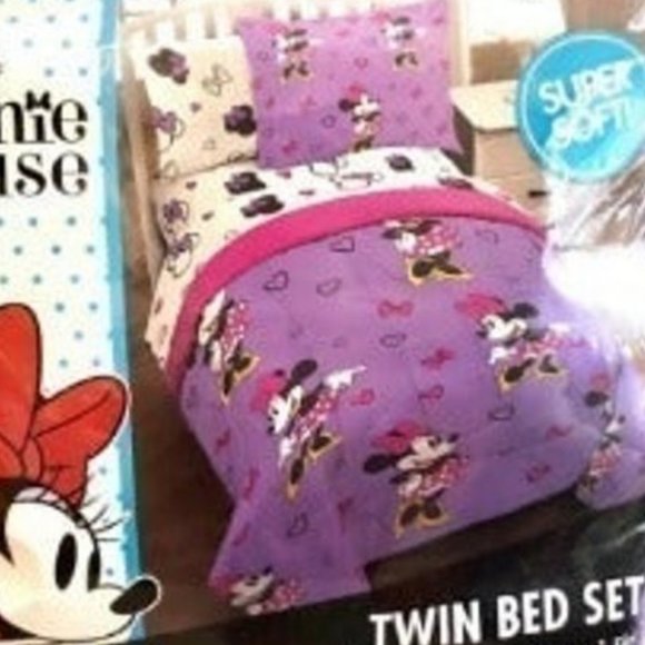 Disney Minnie Mouse Purple Love TWIN Size Bed in a Bag Set NEW - Picture 13 of 15
